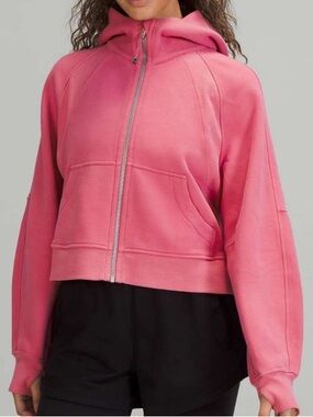 Lululemon Scuba Cropped Zip Hoodie XS/S Coral Pink Cotton Fleece Jacket 2024